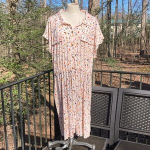 LuLaRoe pink speckled dress with buttons and belt sz. 3XL